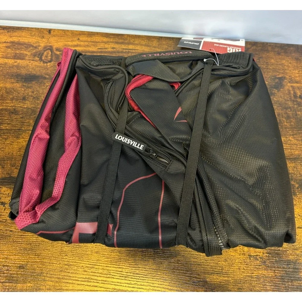 NEW Louisville Slugger Omaha Rig Wheeled Bag Black Scarlet Red Baseball 35x12x12